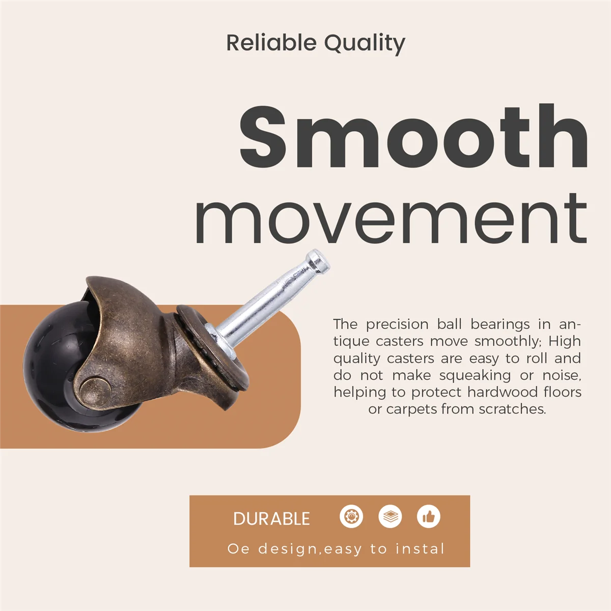 The New 1.5Inch Ball Casters Wheels for Furniture Casters Set of 4 with 8 x 38mm Mounting Stem Sleeve Socket Insert Replacement