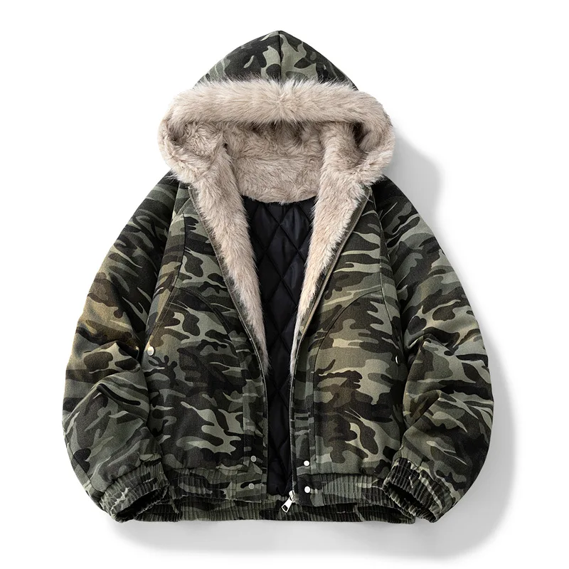 

Mens Winter Thick Fleece Lined Cotton Jacket Heavy Duty Warm Windproof Coat Plush Thickened Outdoor Sport Parka Hooded Men's win