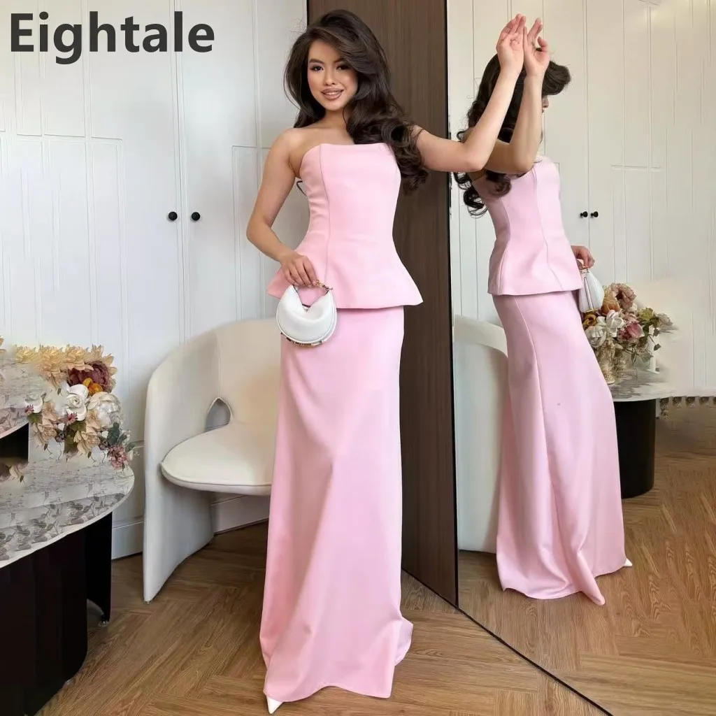 Eightale 2025, rosa Meerjungfrau, Jersey, trägerloses Abendkleid, Hochzeit, Party, Abschlussballkleid, Saudi-Arabien, Partykleid, individuell gestaltet