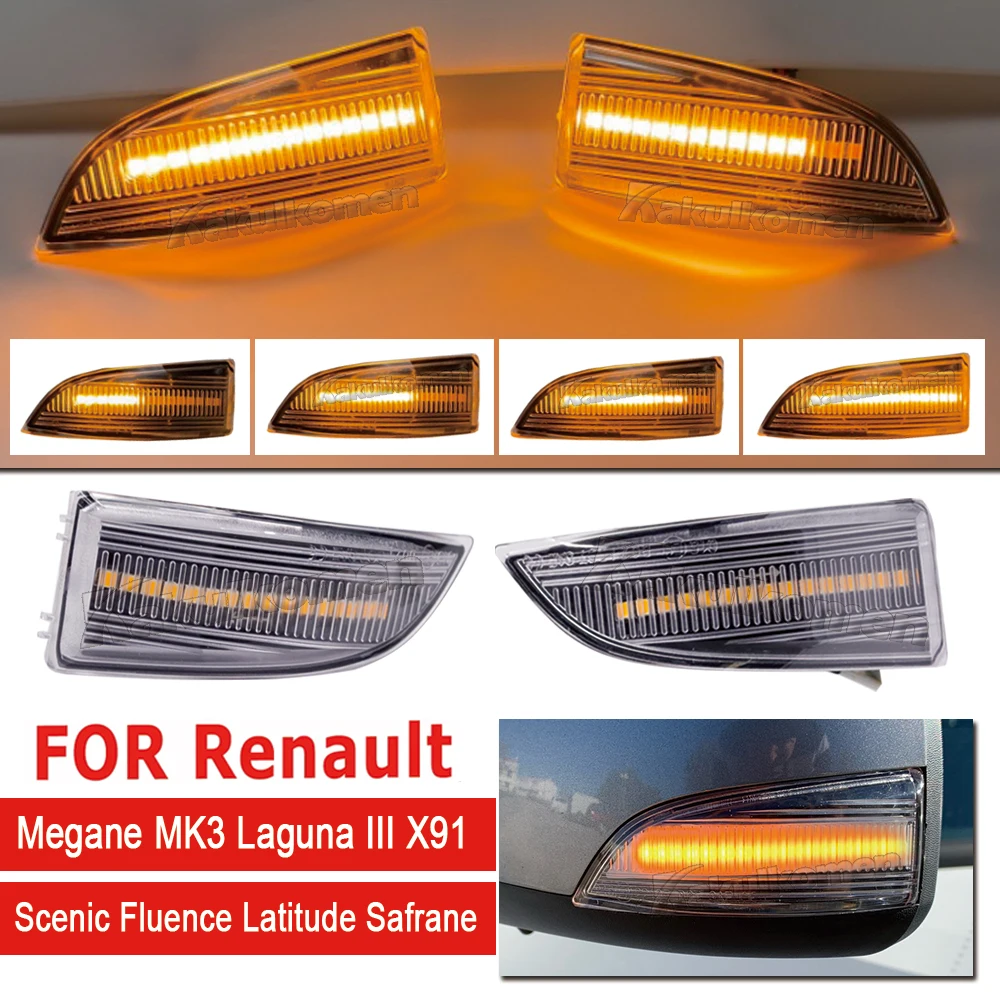 Seitenspiegel-Blinker LED Dynamisches Blinklicht für Renault Grand Scenic III Megane MK3 Fluence 2009 Latitude Safrane 10-15
