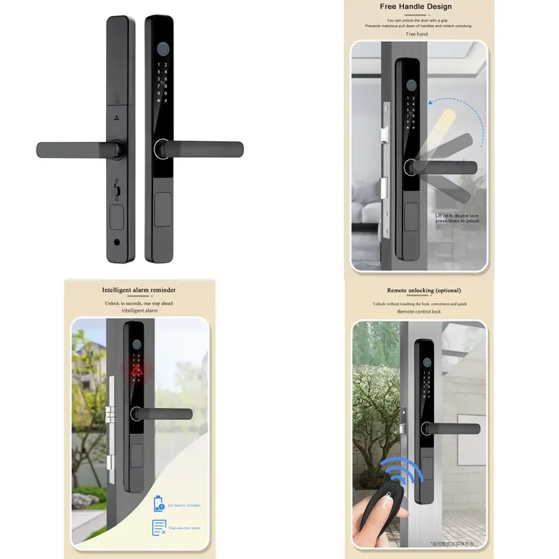 2026 SZMYQ Outdoor Waterproof Digital 8 Languages High Security Smart Home Door Lock Fingerprint Code Card Key WiFi