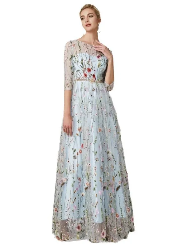 ชุดราตรีลูกไม้ยาวแบบเจ้าหญิง คอตั้งผ้ากำมะหยี่ ทรงบอลกาวน์ เอวกลาง สำหรับงานฉลองส่งท้ายปี