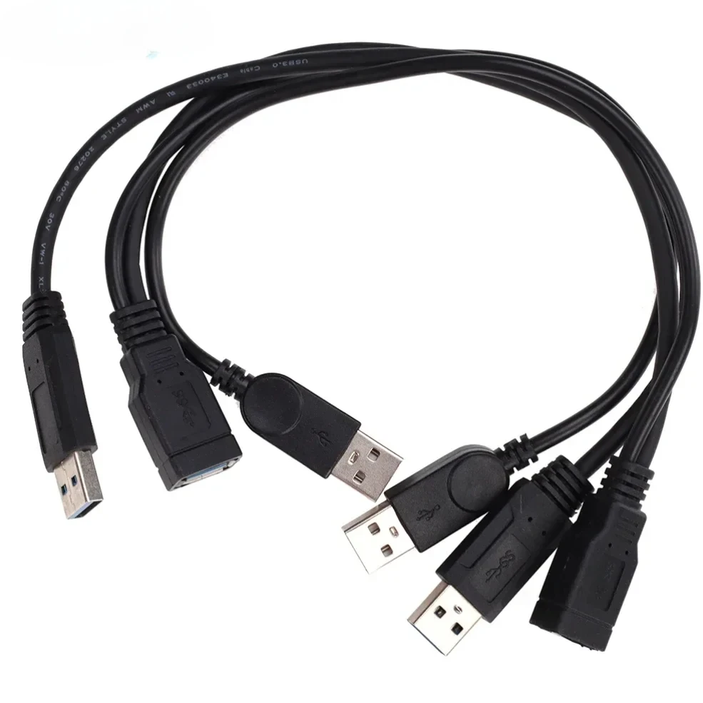 100pcs USB 3.0 Female To USB 3.0 2.0 Dual Port Male with Extra Power Data Y Extension Cable for 2.5