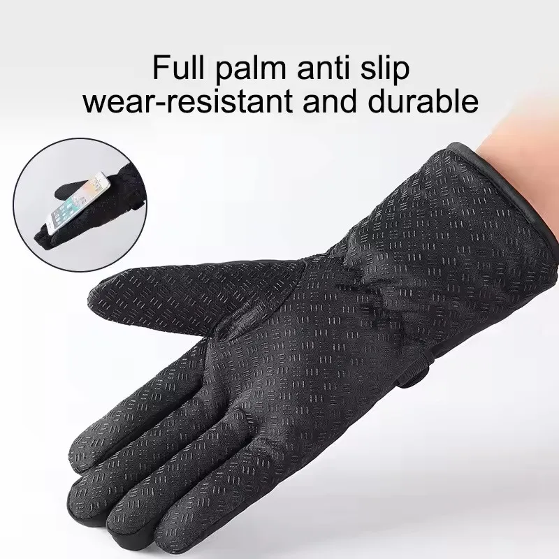 ベルベット断熱アウトドアスポーツグローブ男性用冬スキーハイキング防水タッチスクリーンフルフィンガーグローブオートバイ乗馬