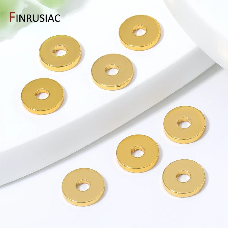 18K Gold Plated Brass Flat Disc Spacer Beads, Metal Bead Separators For DIY Bracelet Necklace Pearl Jewelry Making Findings view 2