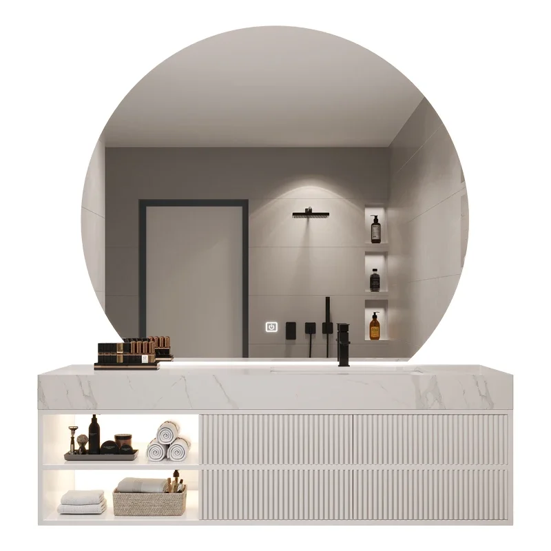 Rock plate integrated basin bathroom cabinet combination Modern simple bathroom washstand washbasin washbasin