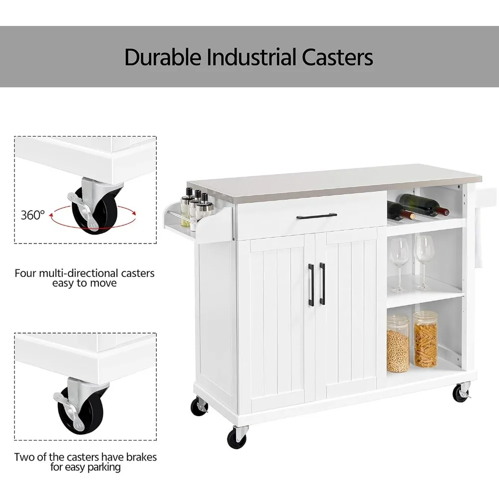 المطبخ جزيرة عربة الفولاذ المقاوم للصدأ العلوي المتداول خزانة درج النبيذ الرف رف توابل S #6