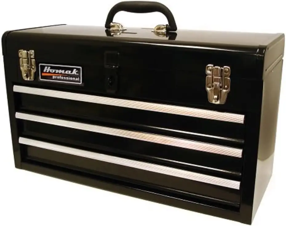 3 Drawer Ball Bearing Toolbox Chest, Black, 20 Inches