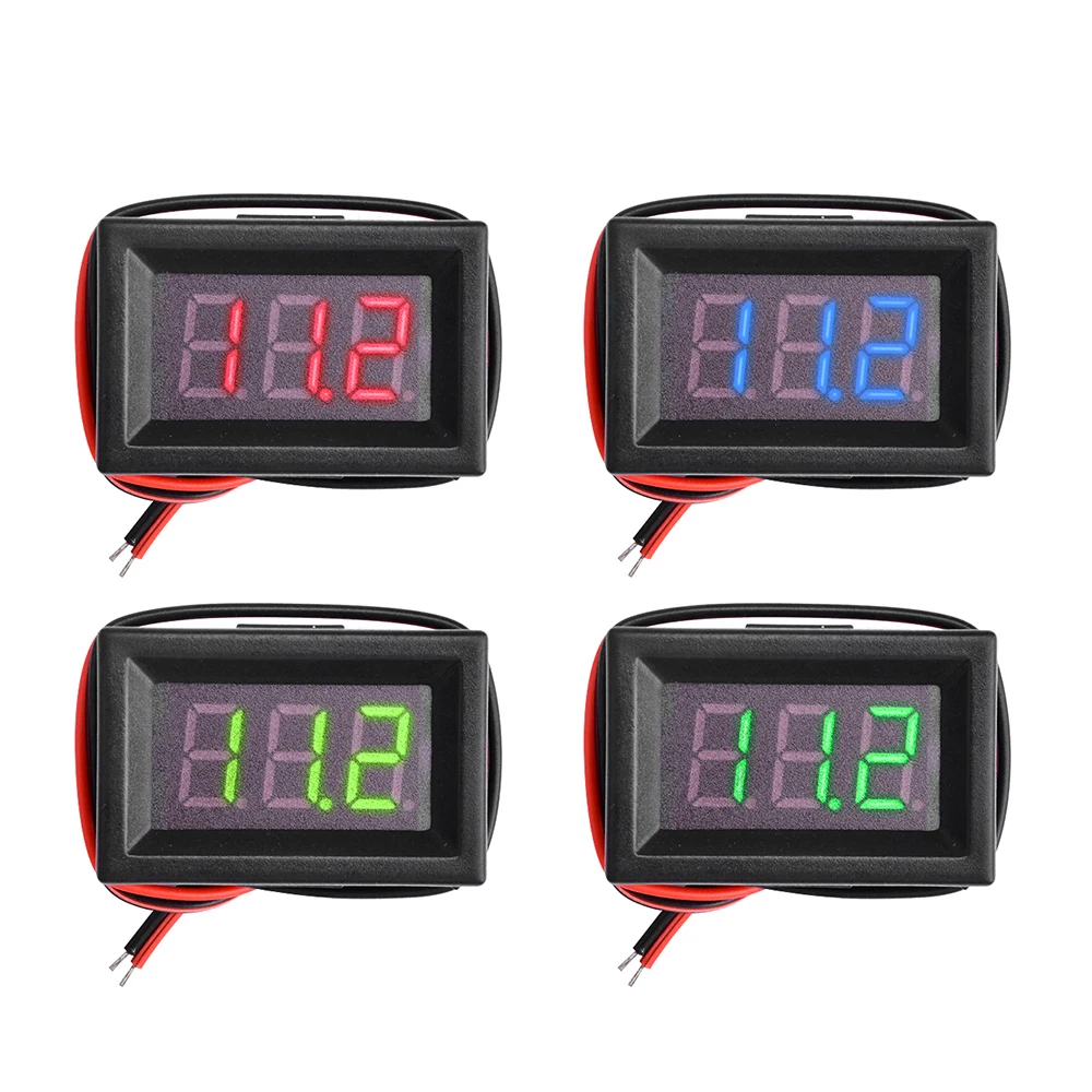 0.36 Inch Digital Voltmeter DC4-30V 2 Lines 3 Digit Voltage Panel Meter LED Red/Blue/Green/Yellow Electromobile Motorcycle Car