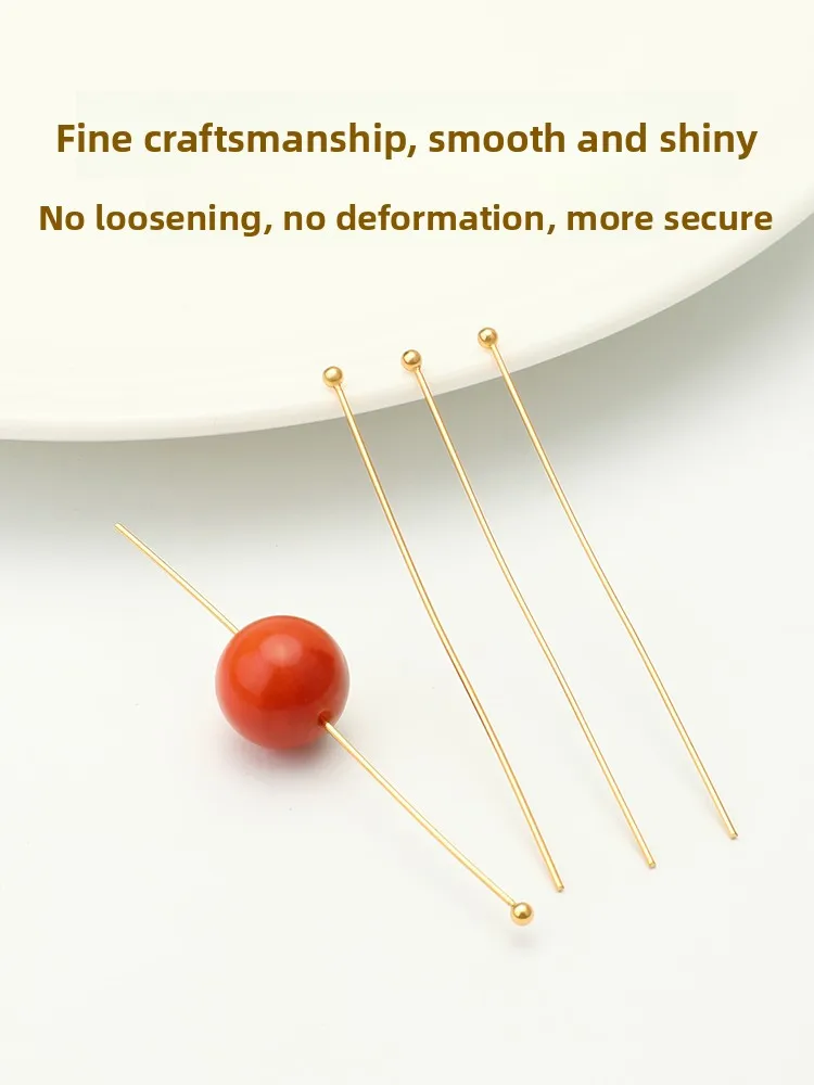 ต่างหูทำมือ DIY ตัวอักษร T แบบลูกบอล เข็ม 4K ชุบทอง สแตนเลส ประดับมุก