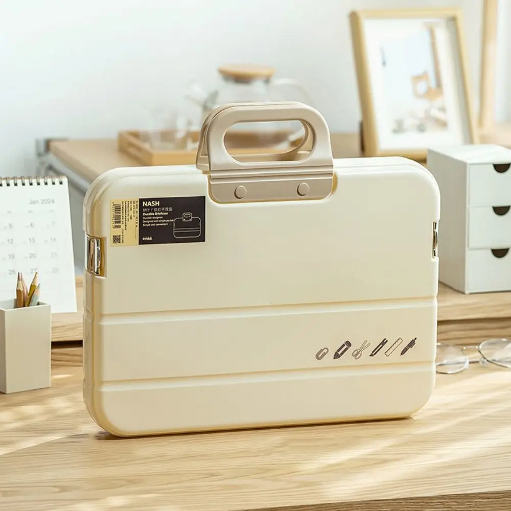 Portable Documents Case with Handle Large Capacity Handheld File Bag Plastic Clear View Document Storage Boxes Student Use