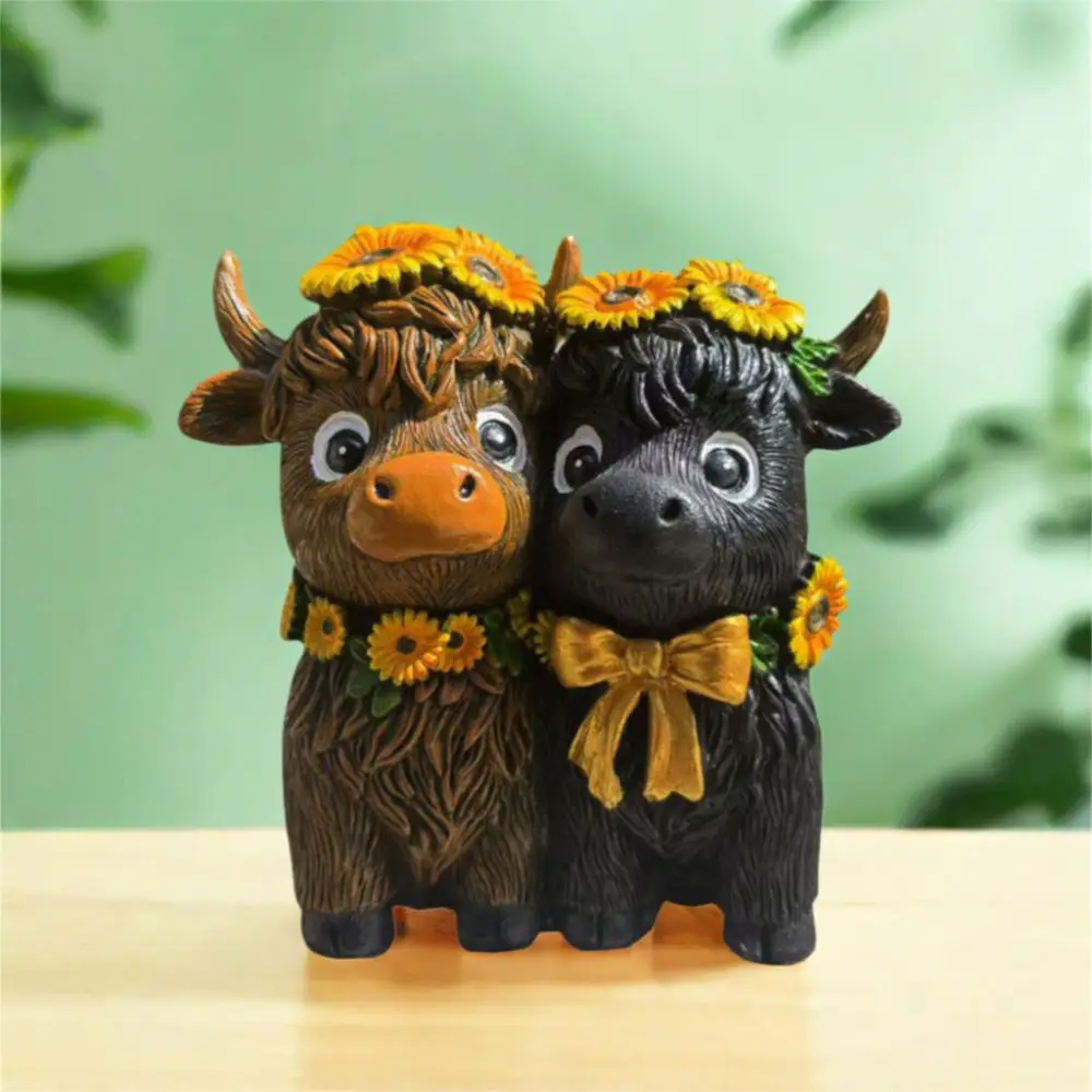 

Funny Spring Sunflower Highland Cow Figurines Funny Resin Scottish Cow Statue Unique Handmade Calf Lovers Gifts Gift Giving