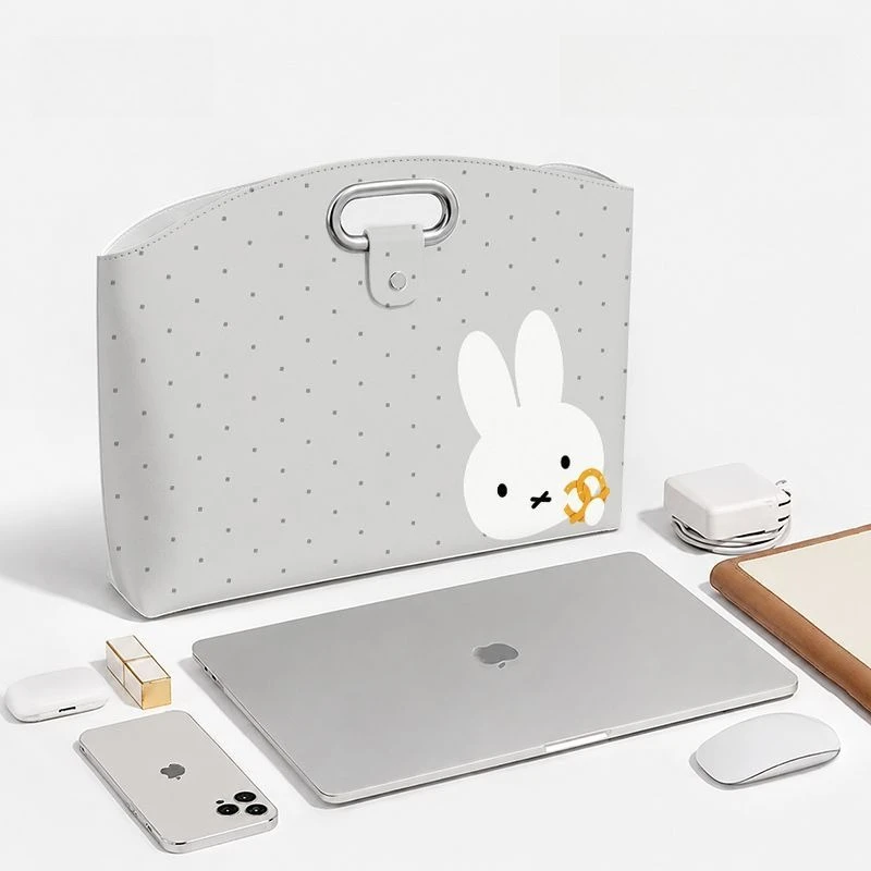 Cartoon Kawaii Miffy Polka Dots Laptop Bag High-looking Briefcase Portable Convenient Wear-resistant Multifunctional Good Looks