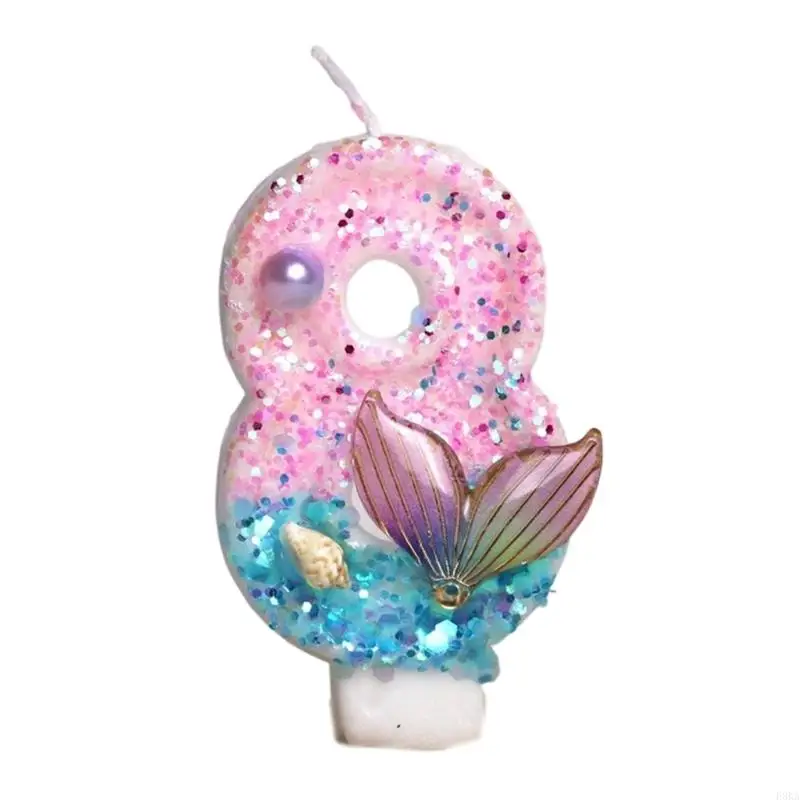 Girls Birthday Cake Number With Ocean Theme Mermaids Design Paraffins Wax