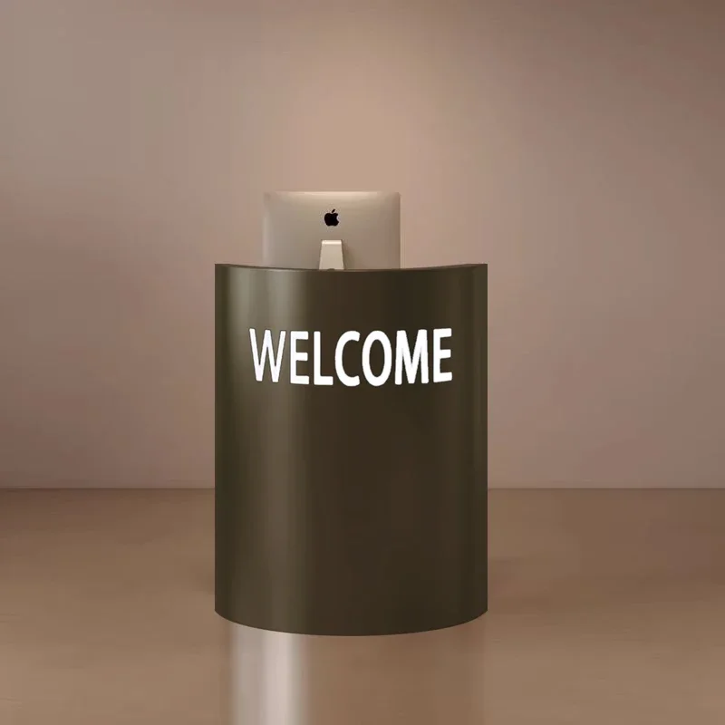 

Creative reception, semi-curved small cashier, bar counter, oil drum, paint, clothing store, simple and modern welcome desk