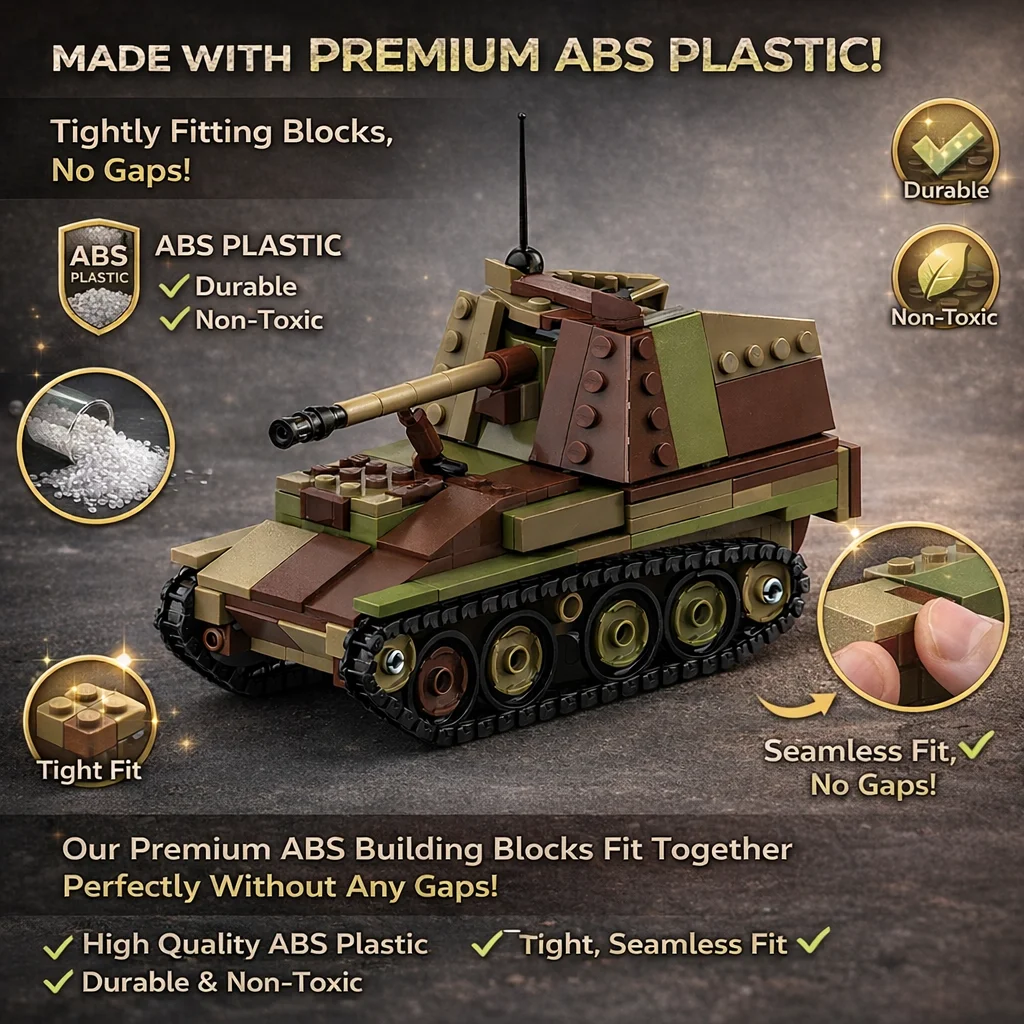 MOC WWII Style Self Propelled Building Blocks Military Tracked Armored Vehicle Tank Model Bricks DIY Toy Display Gift