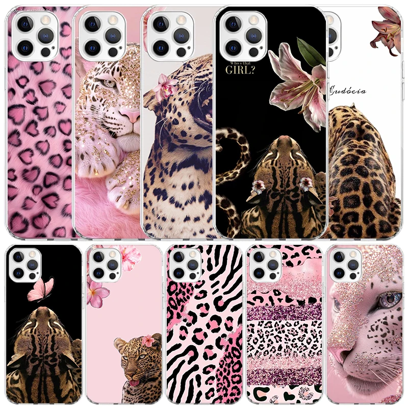 Phone Cases That Fit Iphone 16E - Capa Rosa com Estampa de Leopardo