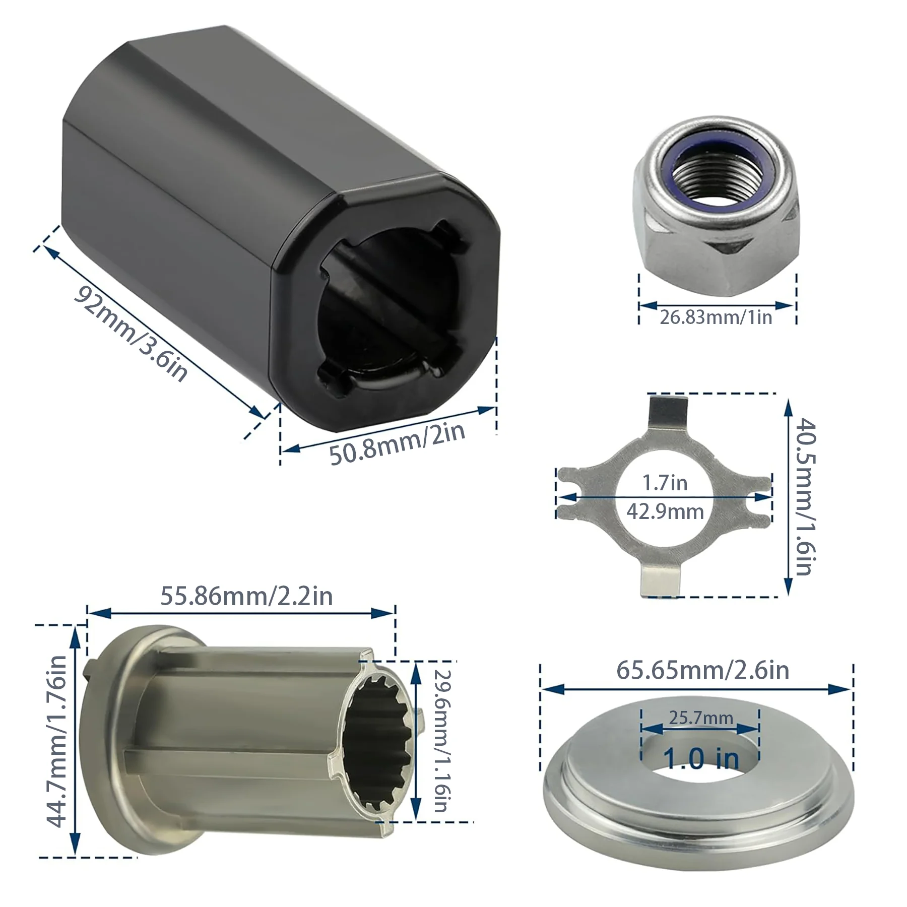 835257Q1 Boat Motor Flo-Torq 2 Hub Kits for Mercruiser Alpha One Bravo 1 Mercury Mariner 60-300 HP Outboard Engine 8M0150152