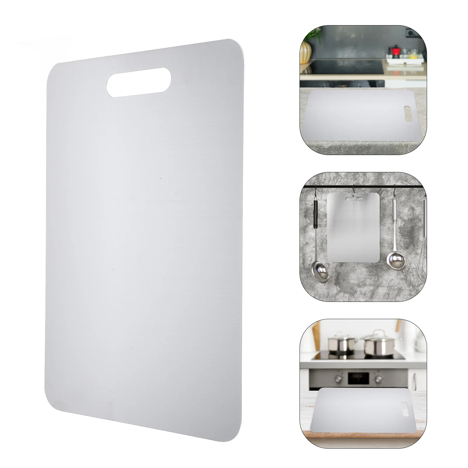 

Разделочная доска из нержавеющей стали с гладкими полированными краями, многоразовая нескользящая кухонная разделочная доска, инструмент для приготовления еды для домашней кулинарии