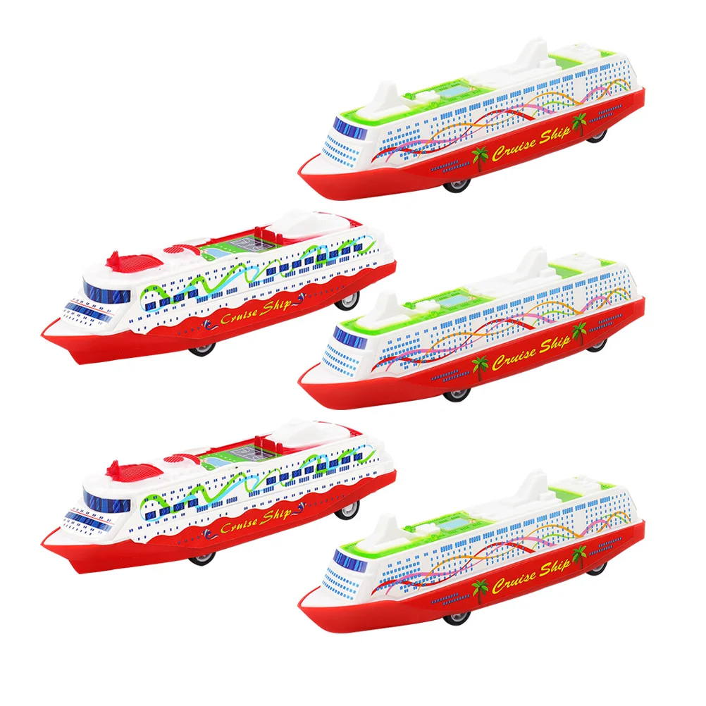 5 Pcs Pull Back Ship Model Pull-back Toy Sliding Steam Crafts Interest Development Simulation Abs Gliding