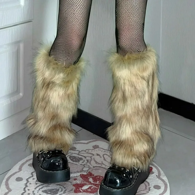 15/20/30/40cm Women Furs Leg Warmer Winter Furry Long Boot Cuffs Fuzzy Shoe Cover Party Costume for Festival Performances Play
