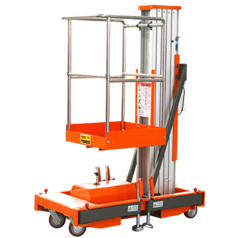 Aluminum alloy lift small indoor aerial work platform electric hydraulic mobile single column climbing vehicle