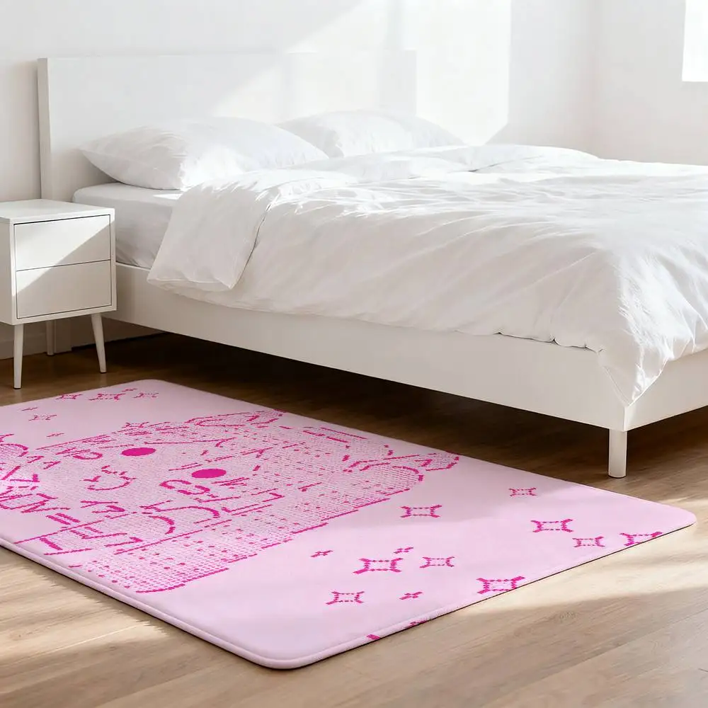 

Kaomoji Pixel Jirai kei Pink Y2K Floor Mat door mat suitable for kitchen bedroom bathroom entrance anti slip and absorbent pad