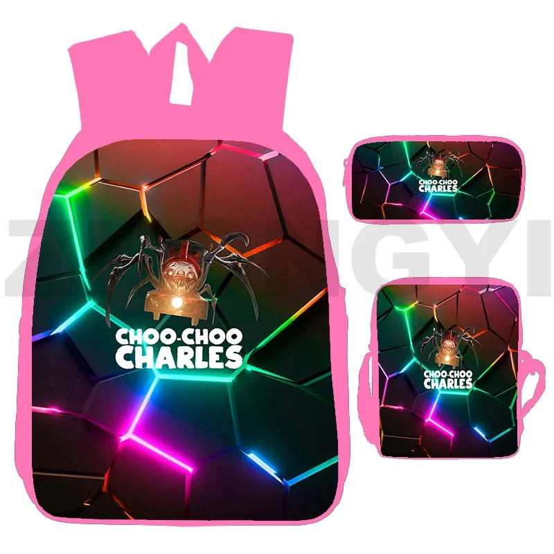 New 3D Choo-Choo Charles Game Backpacks Cute Merch School Bags 3 In 1 Anime Japanese Handbags Zipper Female Travel Shoulder Bag