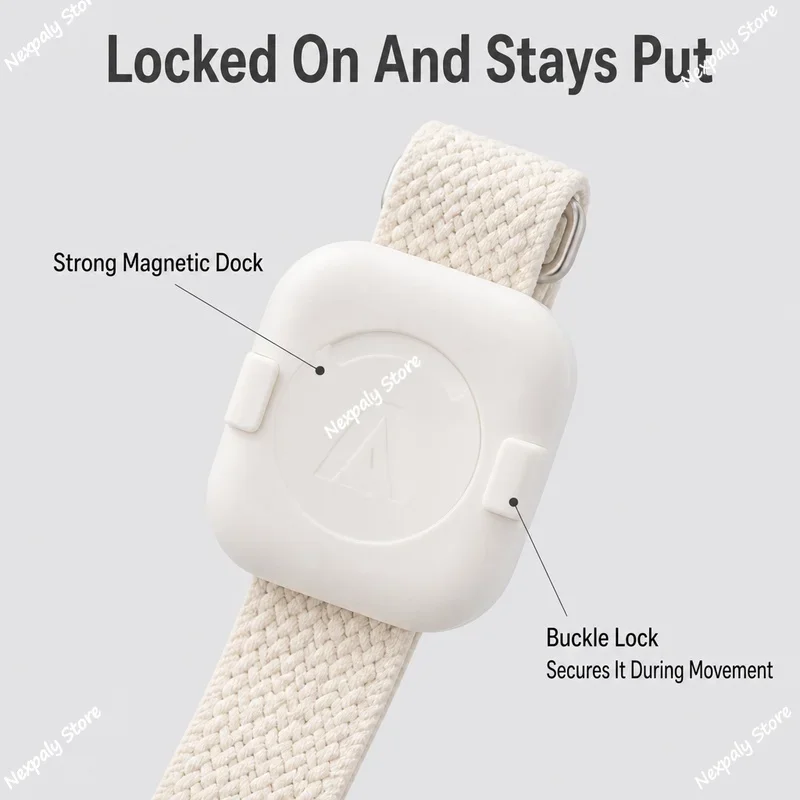 Auroqa Wrist Band Mount for Insta360 GO Ultra, Buckle Lock, Use With Protective Case, Wrist Strap, PETG Nylon, 40 g, Cream White