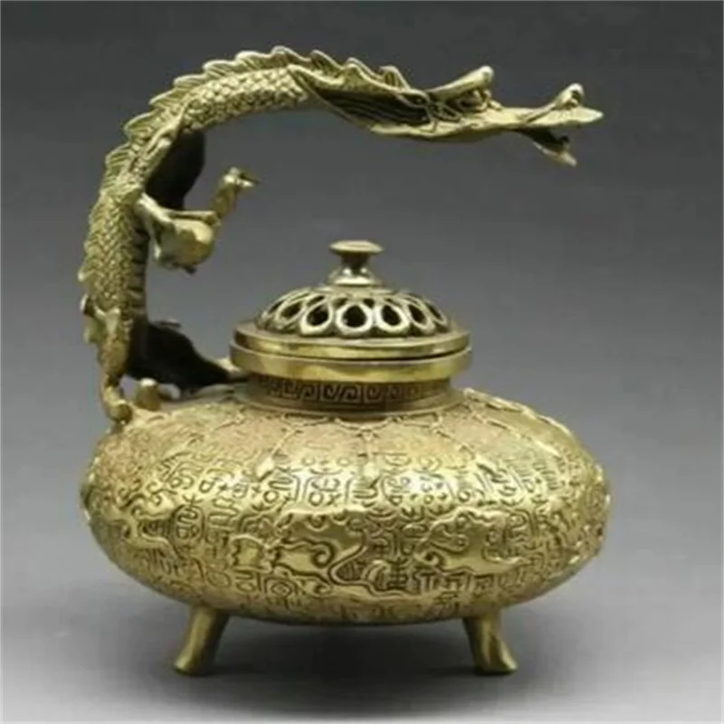 

Collection Chinese Exquisite brass Hand-made dragon turtle teapot wine pot