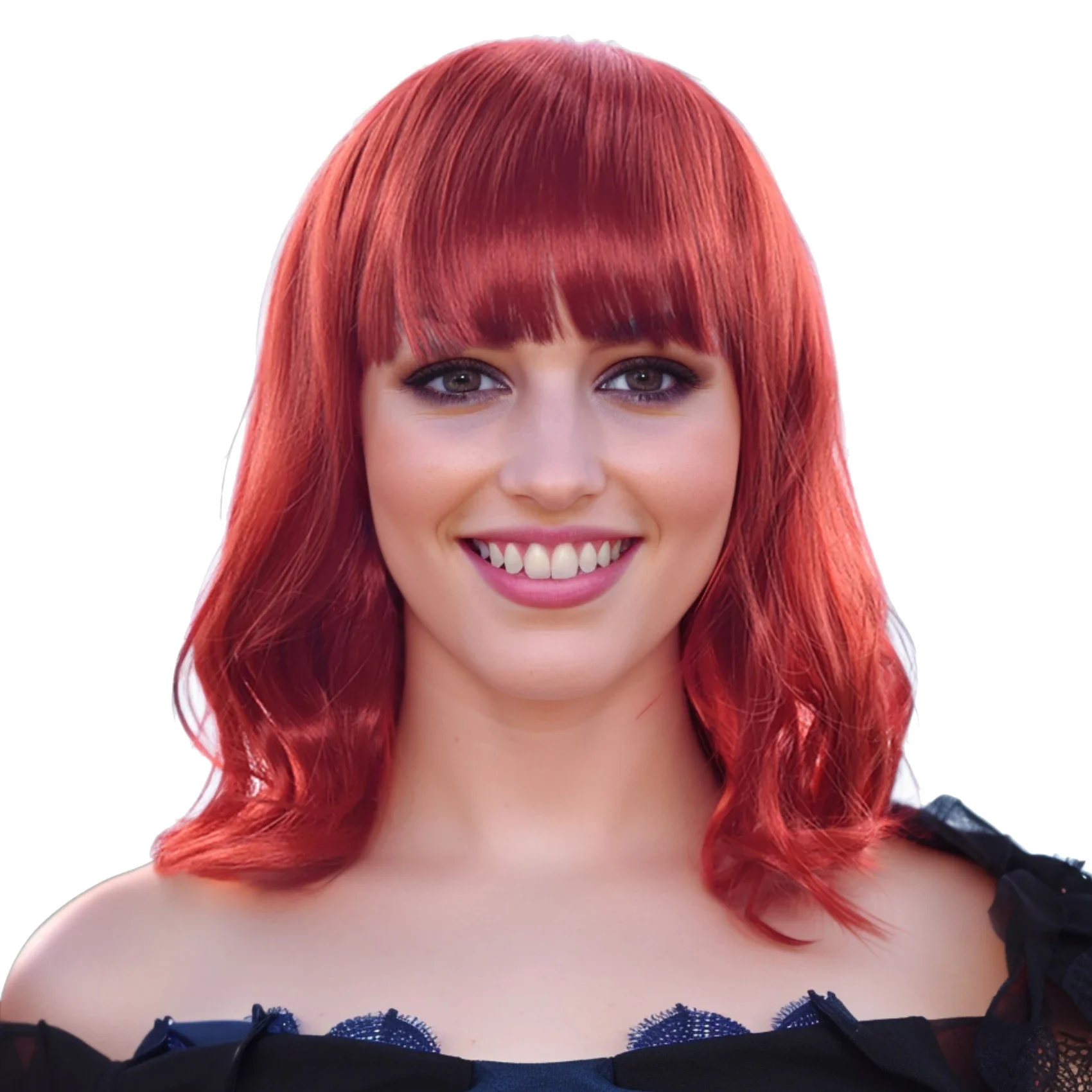 الشعر الاصطناعية قصيرة الشعر البني شعر مستعار مجعد الحرارة الوردي المرأة قطع الشعر تأثيري الباروكات Perruque الزنجبيل شعر مستعار #2