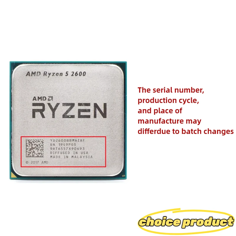 AMD Ryzen 5 R5 2600 3,4 GHz 6-core 12-core CPU-processorsocket AM4