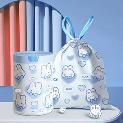 100pcs Of Blue Heart Rabbit Drawstring Garbage Bag Durable and Leak Proof Suitable for Kitchen Bathroom Bedroom and Living Room