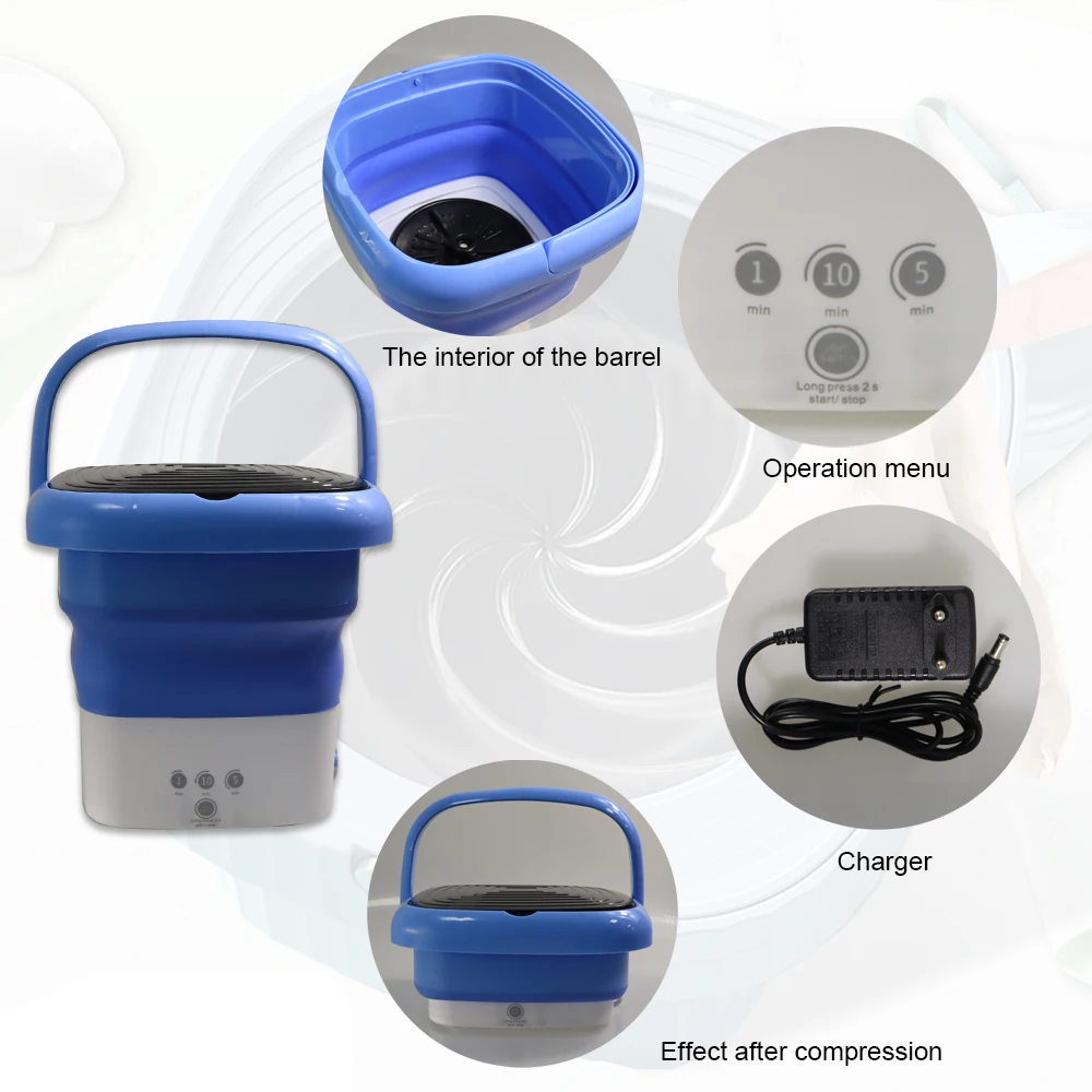 غسالة محمولة قابلة للطي، مجفف صغير، جوارب داخلية، ملابس أطفال، تنظيف منخفض الضوضاء، غسالة سفر