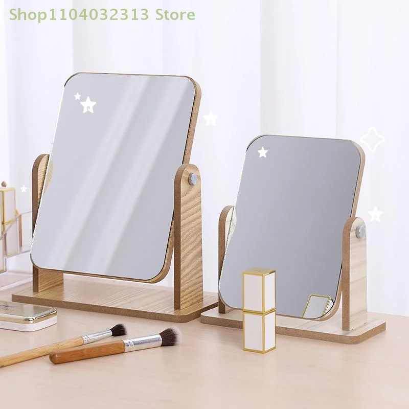 1PC Sunflower Wooden Vanity Mirror with Adjustable Stand Clear Personal Use Makeup Base Desktop for Home & Bathroom