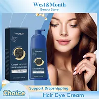 Crema para teñir proteínas de Caviar, nutritiva, de larga duración, marrón, negro, protección permanente contra daños, champú reparador para teñir el cabello gris