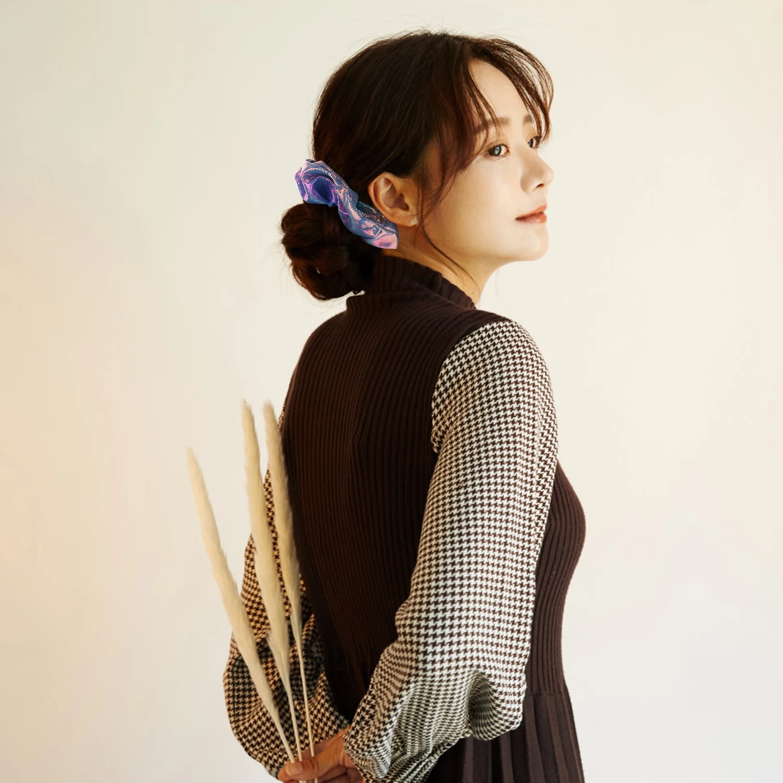 

10Pcs Large Scrunchies for Thick Hair Shiny Gradient Color Elastic Hair Ties Female Accessories Decorative Ponytail Holders