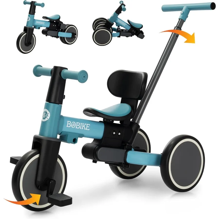 18ヶ月から5歳までの幼児向け5in1三輪車、アップグレードされたペダル付きキッズバイク、親用プッシュハンドル、バランスバイク＆簡単組み立て