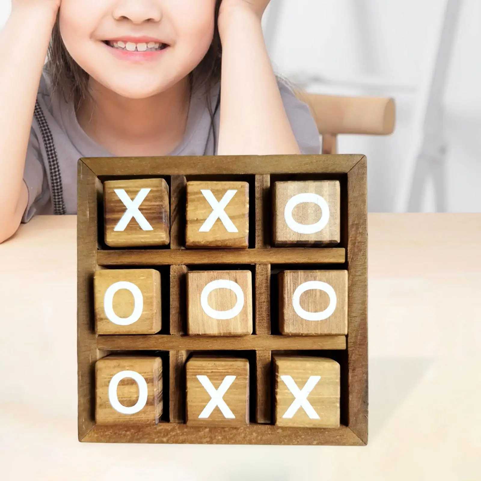 

Wooden Tic TAC Toe Strategy Board Games,Party Favor Fun Indoor Brain Teaser for Living Room Kids Adults Decor