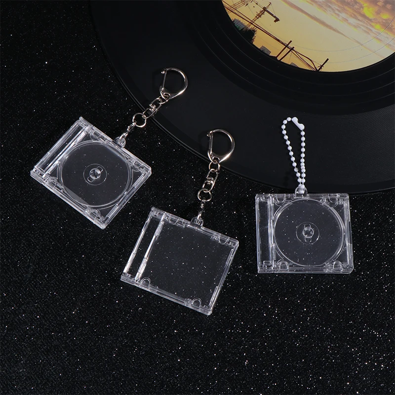 Peripheral Commemorative Blank Album Mini CD Case Keychain CD Player Shaped Key Pendant For DIY Backpack Hanging Decoration