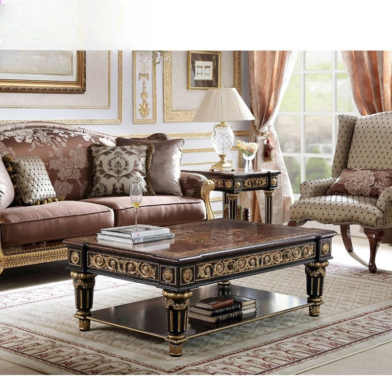British neoclassical engraved coffee table European coffee table living room European storage coffee table furniture