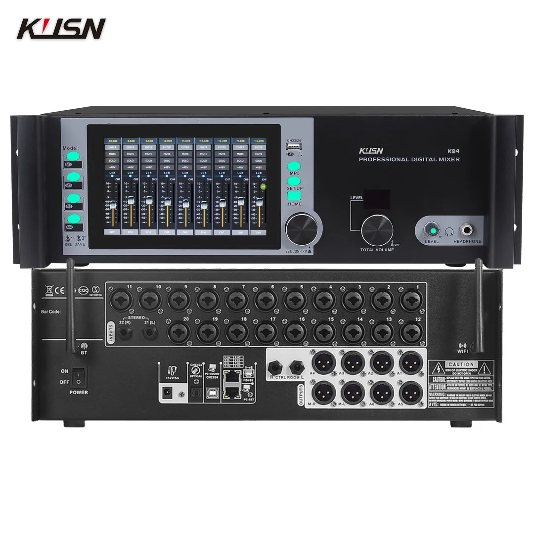 18/24 Channel 7 Inch Touchscreen Rack Mount Professional Digital Mixer Built-in Wifi DSP Audio Mixer DJ Recording Studio