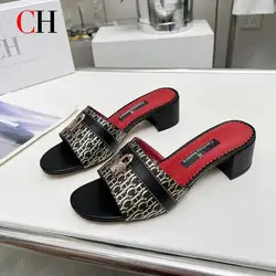 CH New Women's Outdoor Sandals Simple and Comfortable Classic Style Fashion Summer Ladies Slippers Low Heel Retro Versatile