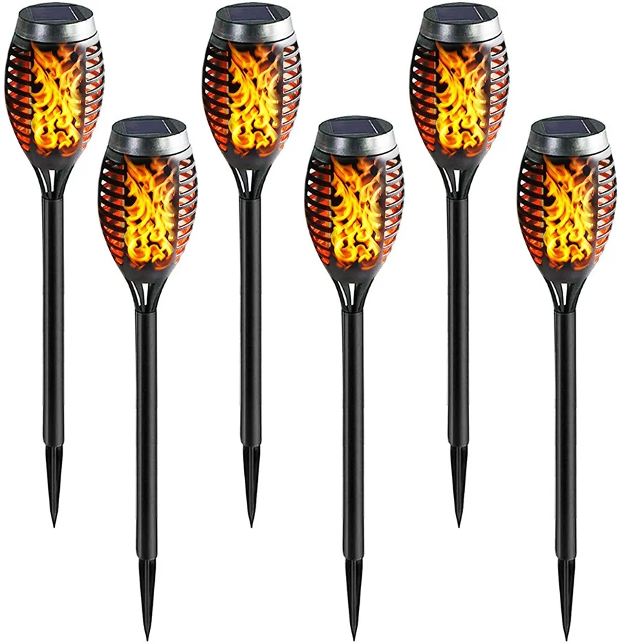 6/4/2/1Pcs LED Solar Flickering Flame Torch Lights Waterproof Path Yard Landscape Lawn Lamps Garden Decoration Outdoor Lighting