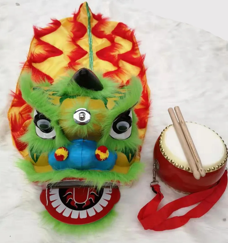 Tradition Chinese Kid 12 inch Lion Dance Costume  Drum 3-5 Age  Child  Props Game Party Carnival Sport Outdoor Stage Mascot