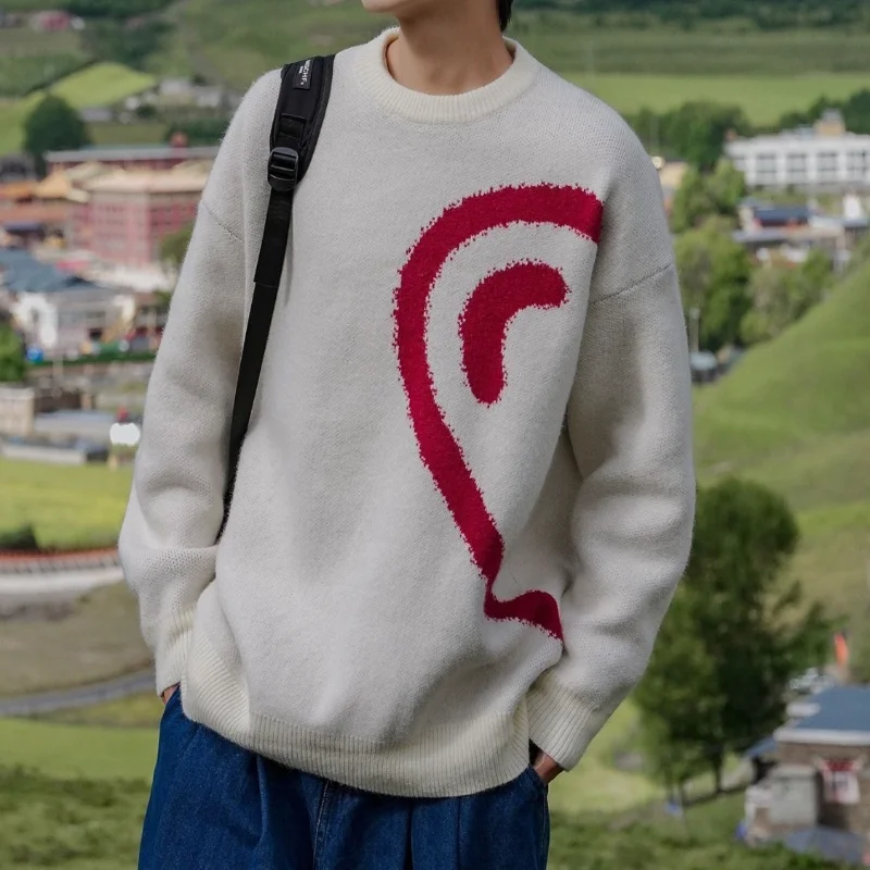 

Новый зимний свитер, мужской свободный свитер большого размера, студенческий корейский стиль, модная нишевая куртка, топ