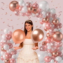 Rose Gold Pink White Latex Balloon Set Garland Arch Happy Birthday Girl Adult Wedding Ballon Party Decoration Baby Shower Globos