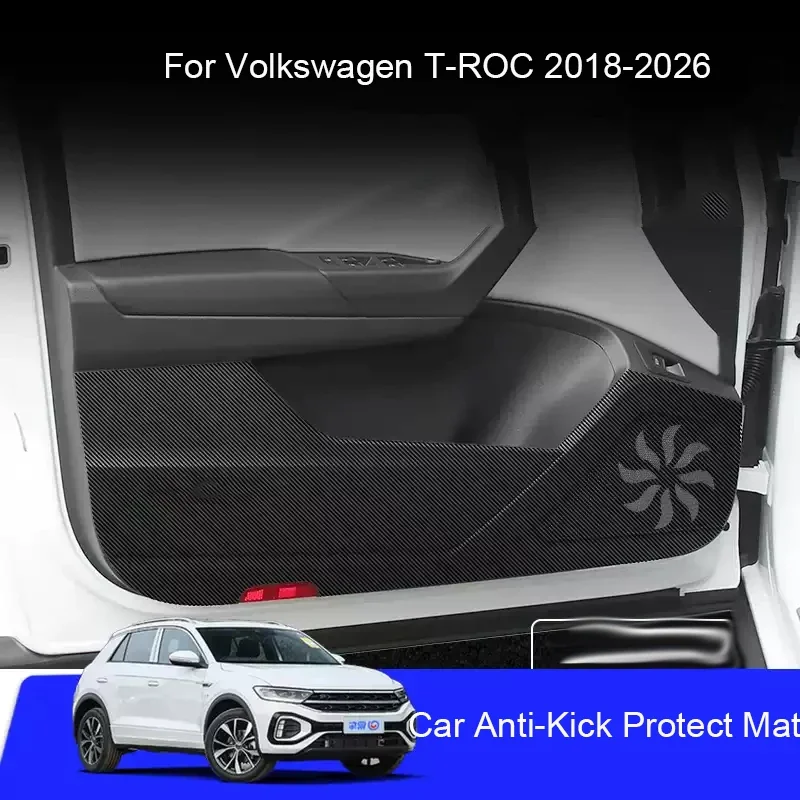 For VOLKSWAGEN T-ROC 2018-2026 Car B-Pillar Door Anti-Kicks Protect Pad PU Leather Trunk Anti-Dirty Scratch Resistant Accessory