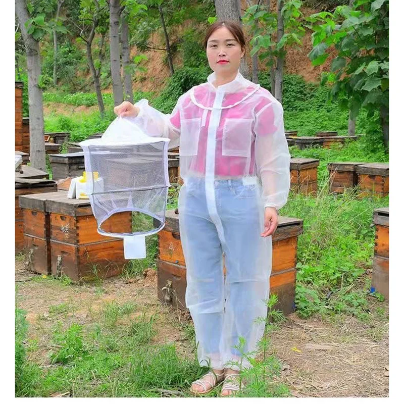 Beekeeper Suit Safety Protective Jacket with Hat for Anti Bee Fishing Breathable Veil Beekeeping Tools Bee-Proof Clothing 1 Set