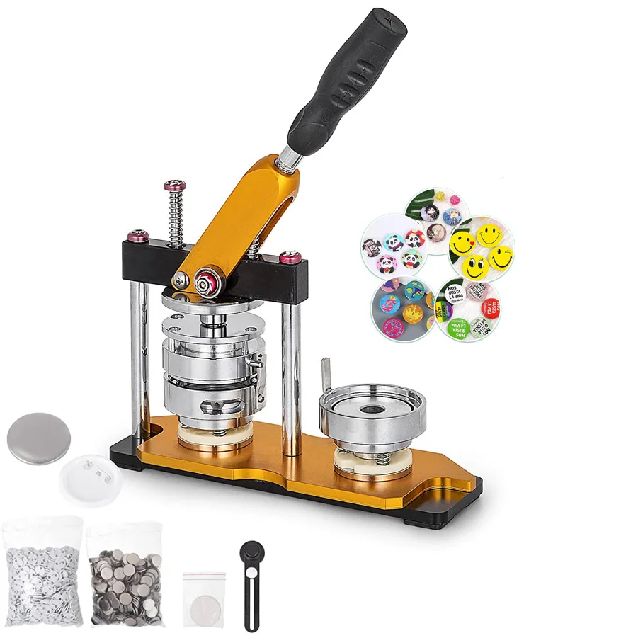 New Rotate Button Maker 25mm Badge Maker Punch Press Machine with 100 Sets Circle Button Parts for Friends Children DIY Gifts